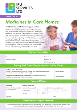 Training Pack for Medicine in Care Homes â Order Form 714kb