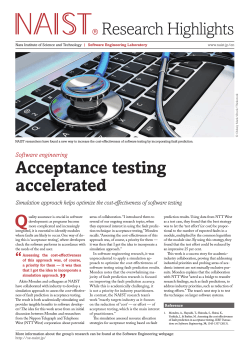 Acceptance testing accelerated Research Highlights