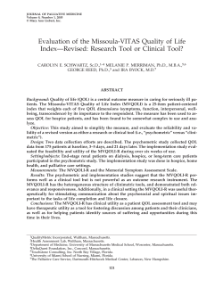 Evaluation of the Missoula-VITAS Quality of Life Index