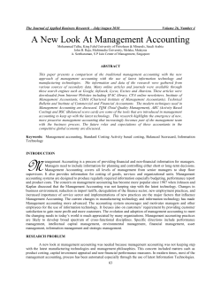 A NEW LOOK AT MANAGEMENT ACCOUNTING