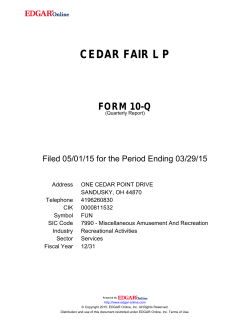 Form 10-Q - Cedar Fair Entertainment Company