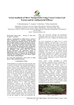 Green Synthesis of Silver Nanoparticles Using Cressa Cretica Leaf
