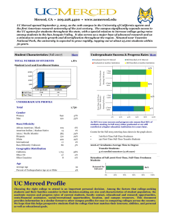 UC Merced Profile - UC Merced Institutional Planning & Analysis