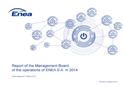 Report of the Management Board on the operations of the ENEA SA
