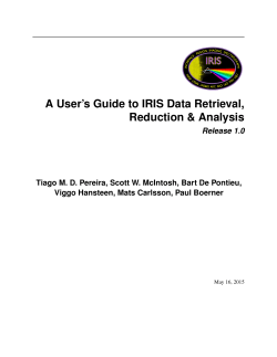 User Guide To Data Analysis - IRIS