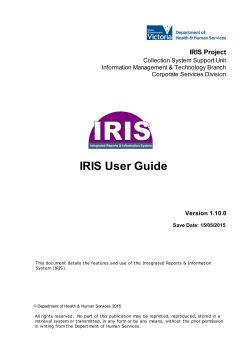 IRIS User Guide V1.10.0 - IRIS Software â Agency Portal