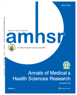 Annals of Medical & Health Sciences Research