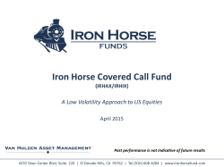 Iron Horse Fund Presentation - Iron Horse Fund | Van Hulzen Asset
