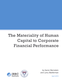 The Materiality of Human Capital to Corporate Financial Performance