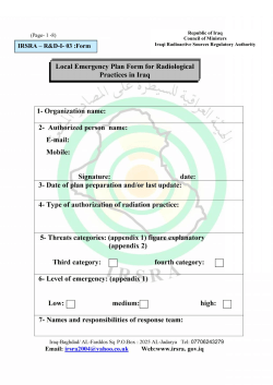 Local Emergency Plan Form for Radiological Practices in Iraq