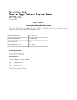 Telecom Egypt Dividend Payment Dates