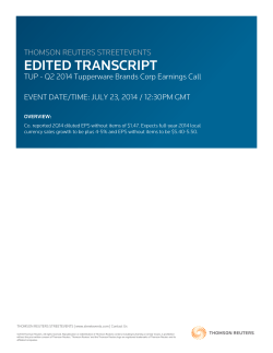 Transcript ( PDF 177 KB ) - Tupperware Brands Corporation