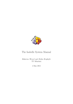 The Isabelle System Manual