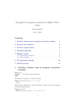 Examples for program extraction in Higher-Order Logic