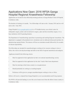 2016 WFSA Ganga Hospital Regional Anaesthesia Fellowship