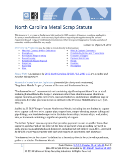 scrap metal laws in North Carolina courtesy of ISRI
