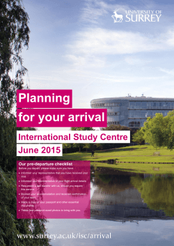 Planning for your arrival - June 2015