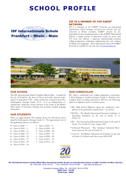 School Profile - ISF Internationale Schule Frankfurt â Rhein â Main
