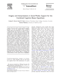 Imagery and Interpretations in Social Phobia: Support for the