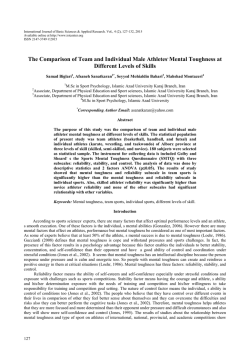 The Comparison of Team and Individual Male Athletes Mental