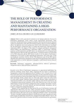 THE ROLE OF PERFORMANCE MANAGEMENT IN CREATING