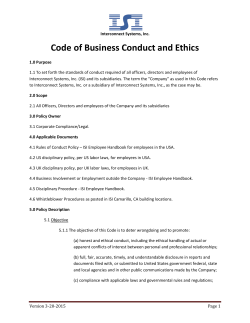 ISI Code of Business Conduct and Ethics