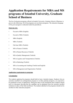 Application Requirements for MBA and MS programs of Istanbul