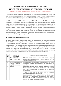 RULES FOR ADMISSION OF FOREIGN STUDENTS