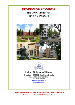 INFORMATION BROCHURE ISM JRF Admission 2015-16, Phase