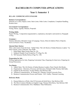 BACHELOR IN COMPUTER APPLICATIONS Year 1: Semester I