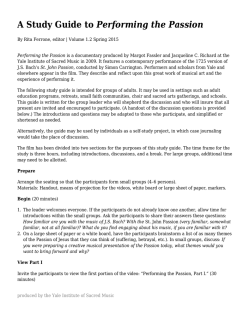 A Study Guide to Performing the Passion