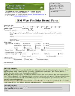 ISM West Facilities Rental Form