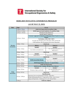 ISOES 2015 TENTATIVE CONFERENCE PROGRAM (AS OF MAY