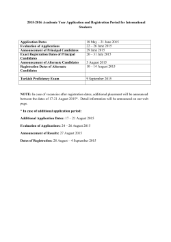 2015-2016 Academic Year Application and Registration Period for