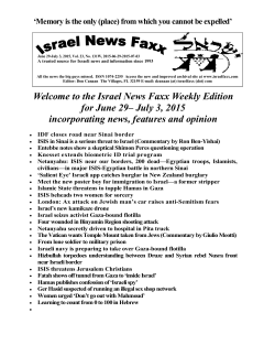 Welcome to the Israel News Faxx Weekly Edition for June 1â June 5