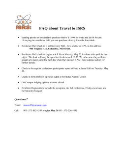FAQ about Travel to ISRS