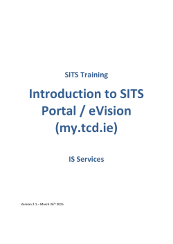 Introduction to SITS Portal / eVision (my.tcd.ie)