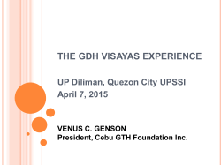 THE GDH VISAYAS EXPERIENCE - UP ISSI Website
