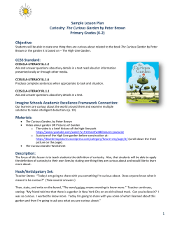 Sample Lesson Plan Curiosity: The Curious Garden by Peter Brown