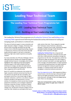 Leading Your Technical Team - Institute of Science and Technology