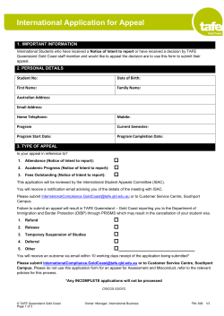 Application for Appeal - TAFE Queensland Gold Coast