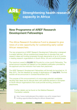 New Programme of AREF Research Development Fellowships