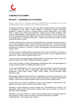 COMUNICATO STAMPA IDS 2015 â L`ESIGENZA SI FA
