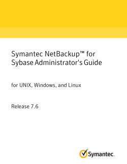 Symantec NetBackupâ¢ for Sybase Administrator`s Guide: for UNIX