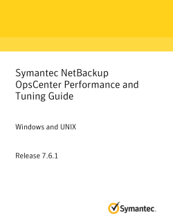 Symantec NetBackup OpsCenter Performance and Tuning Guide