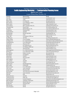 2015 Traffic Engineering Workshop - Attendee List
