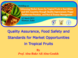 Quality Assurance, Food Safety and Standards for Market