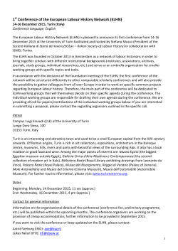 ELHN Conference 2015: Call for Papers/Contributions