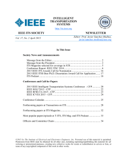 IEEE ITS SOCIETY NEWSLETTER INTELLIGENT