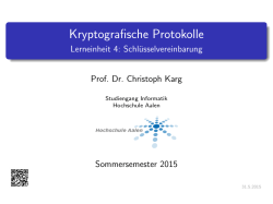 Kryptografische Protokolle - Prof. Dr. Christoph Karg